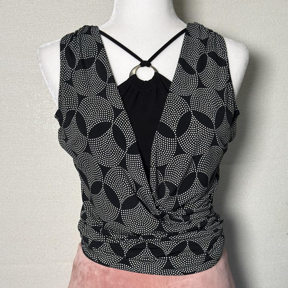 Y2K Whimsigoth Geometric Halter Top Grunge Indie Sleaze O-Ring Mock Layered Cami